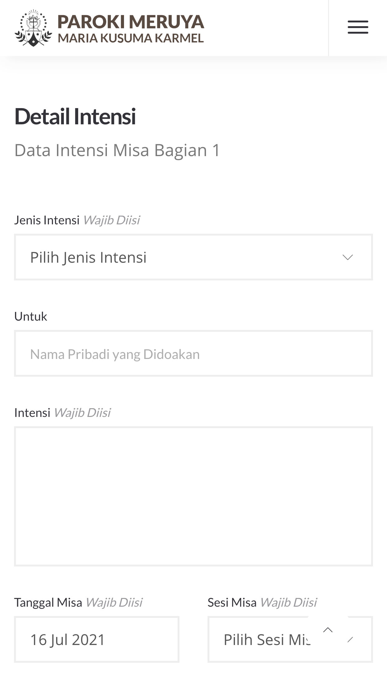 Custom Form Page Mobile Preview