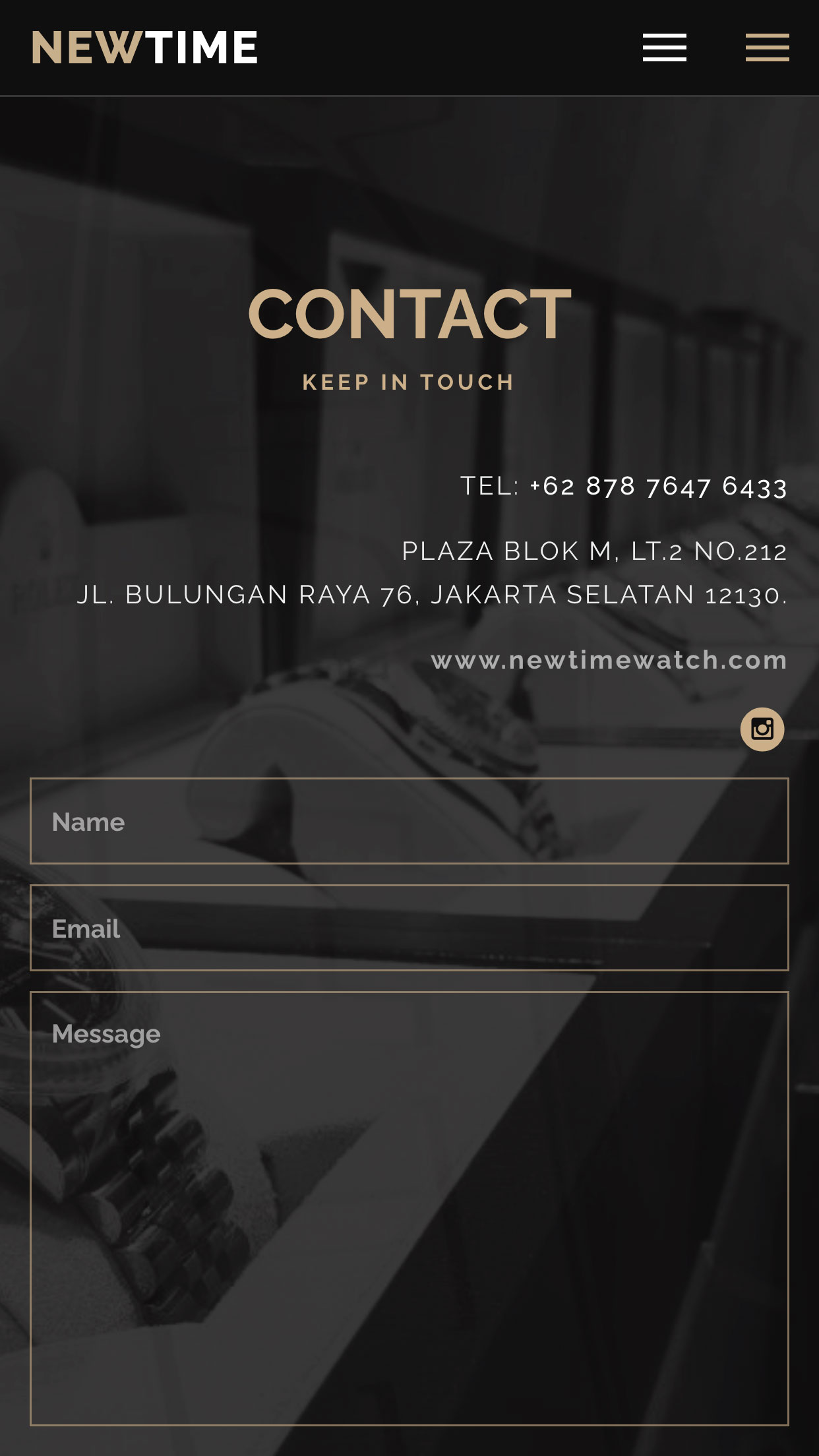 Contact Page Mobile Preview