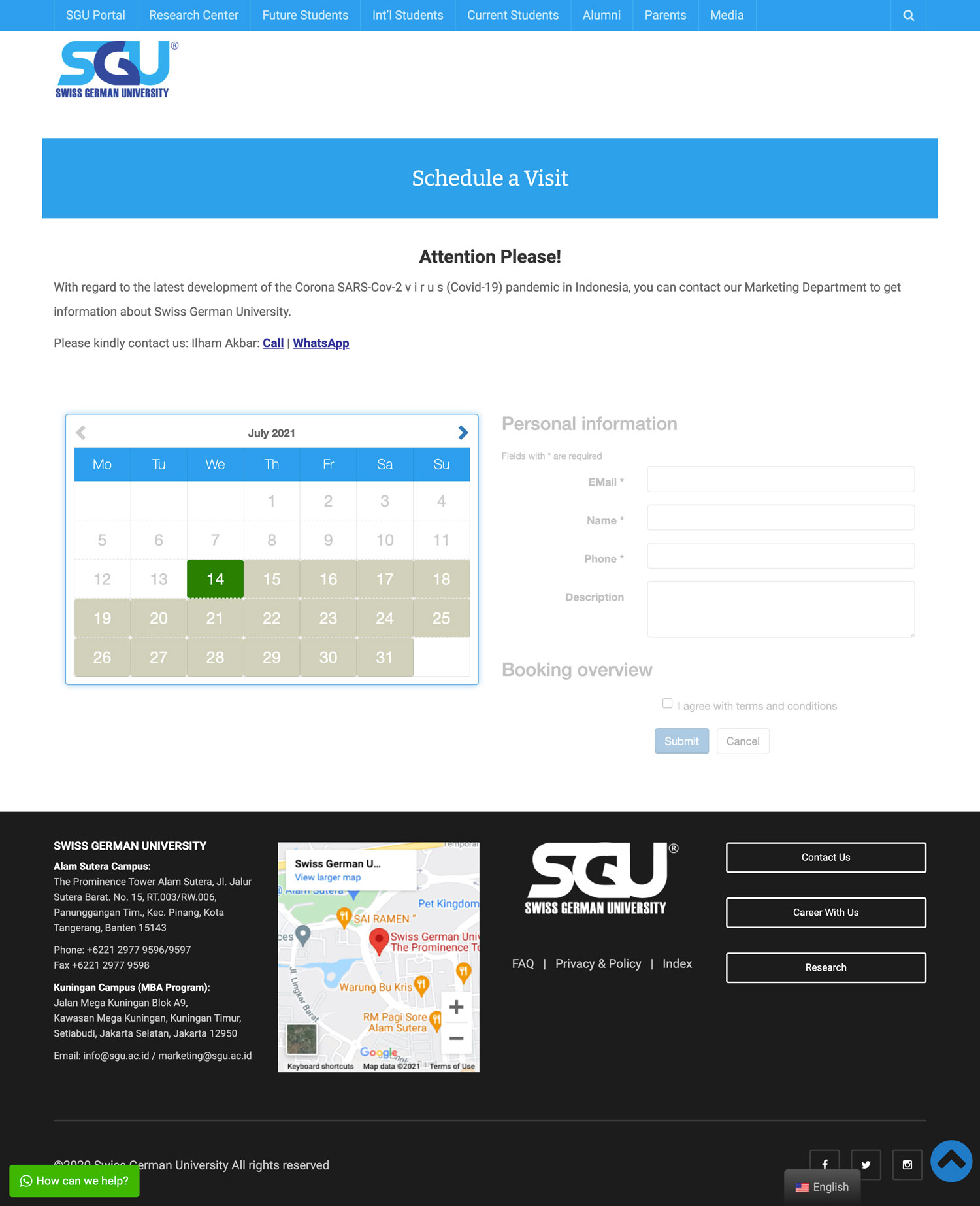 Schedule Visit Page Preview